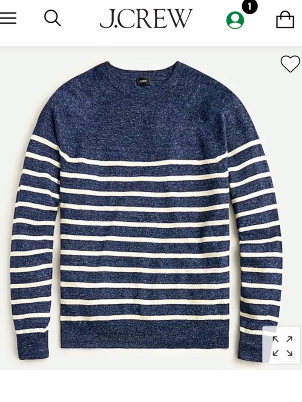 J Crew Linen-Cotton Lightweight Sweater in Stripe Navy Blue Ivory XL AL355